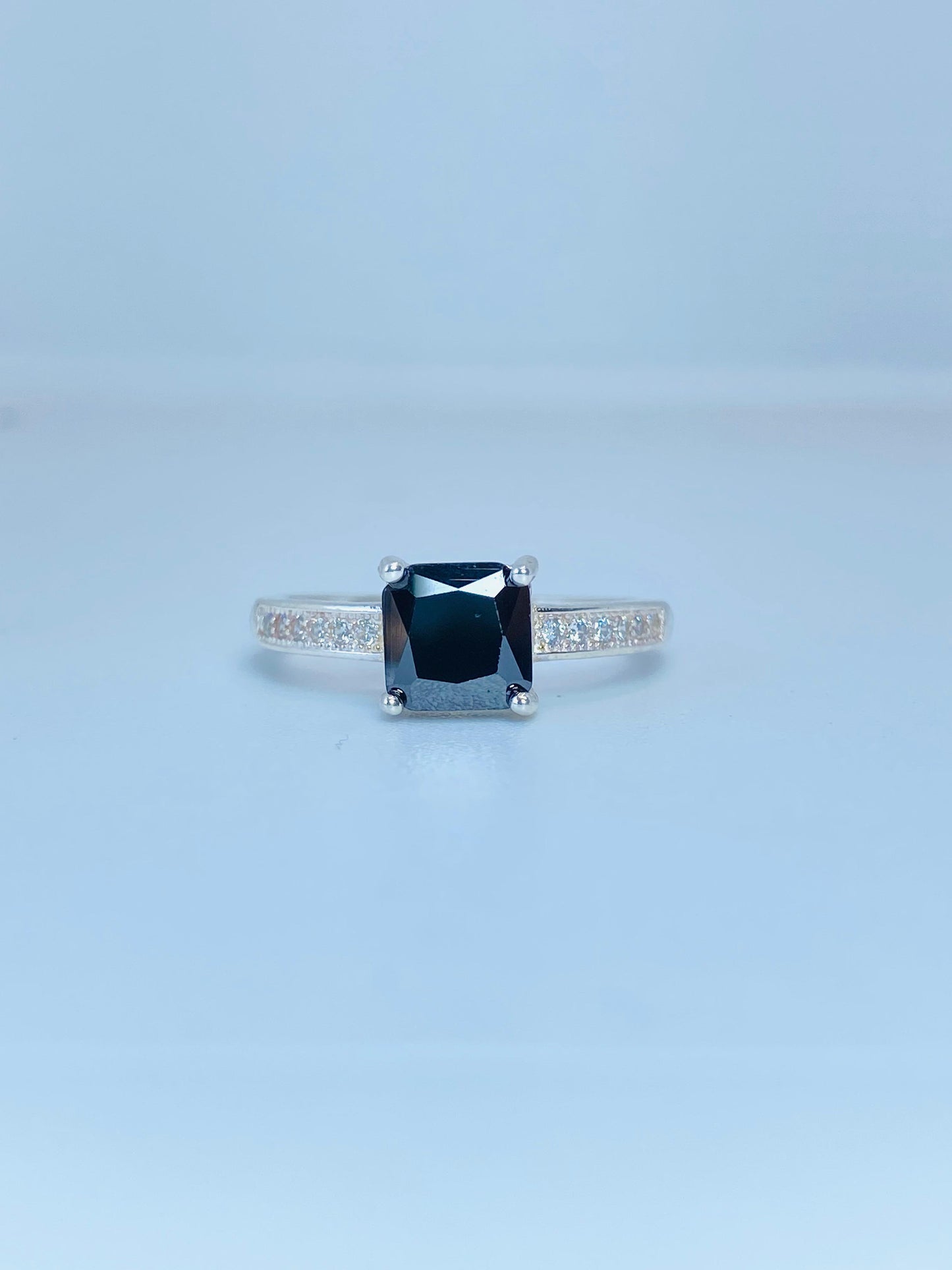 Midnight Elegance Square-Cut Ring