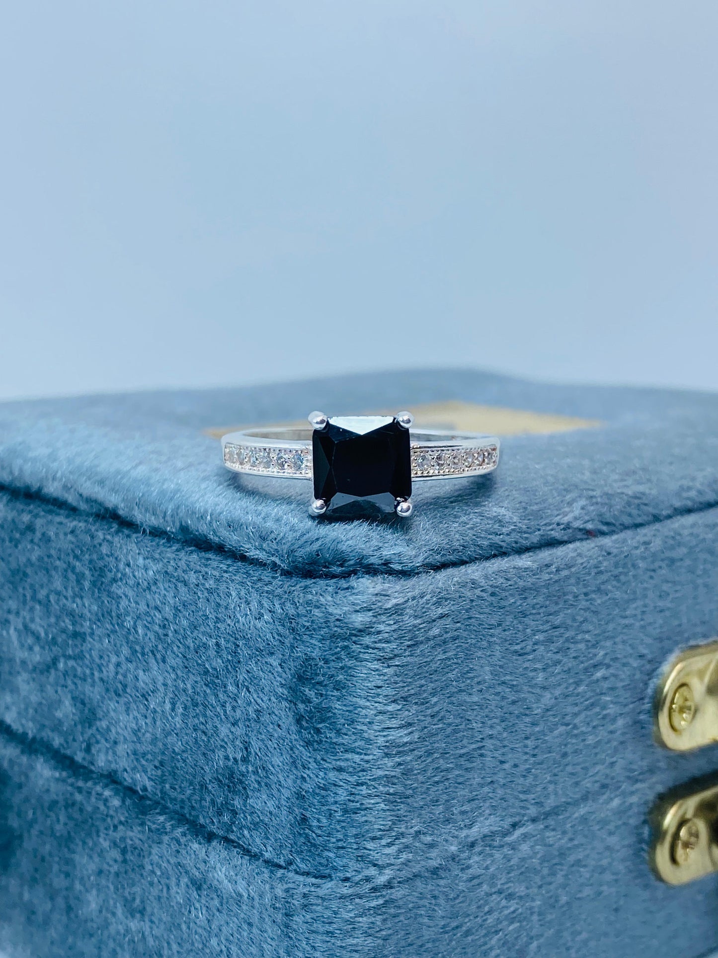 Midnight Elegance Square-Cut Ring
