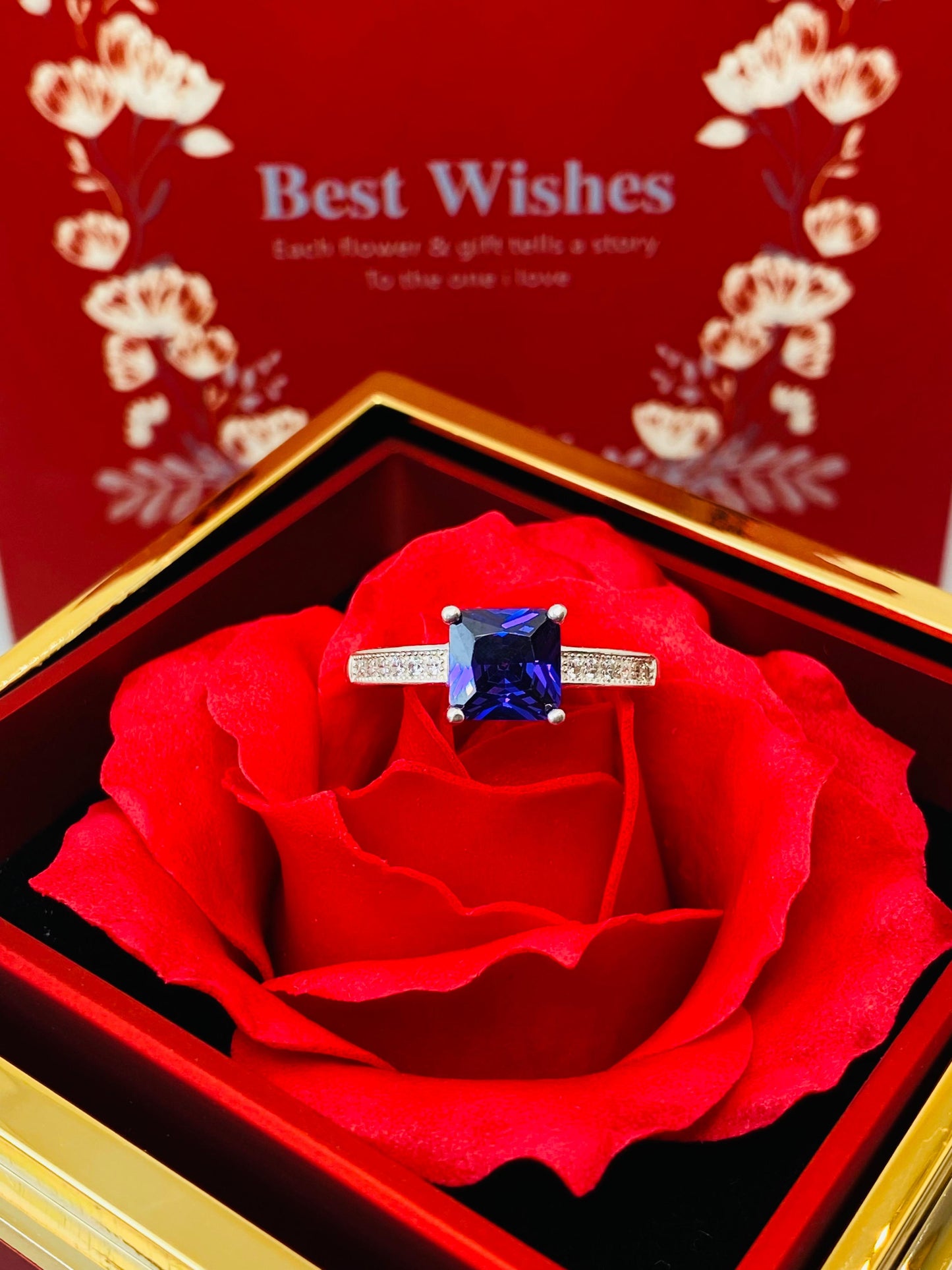 Midnight Elegance Square-Cut Ring