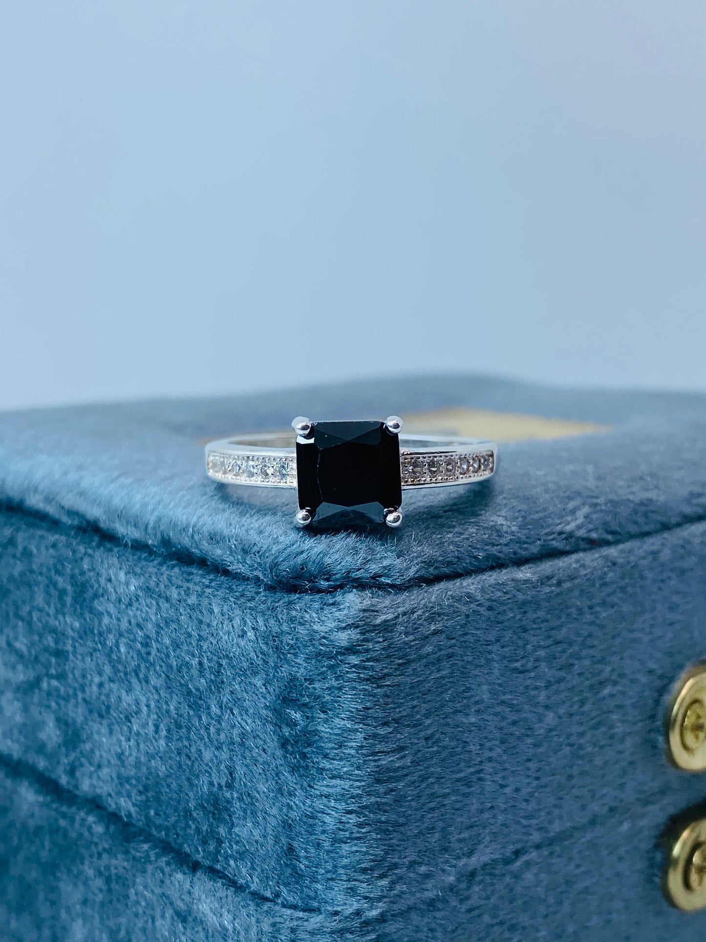 Midnight Elegance Square-Cut Ring