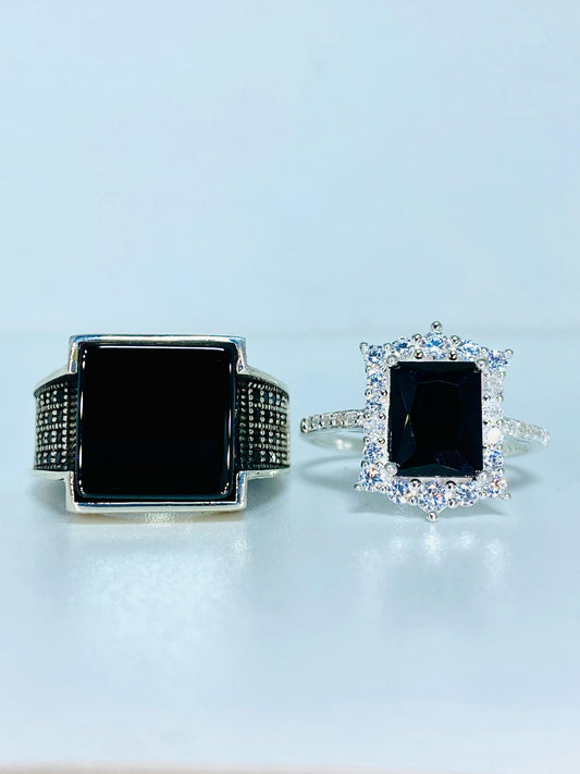 Midnight Majesty Couple Ring Set