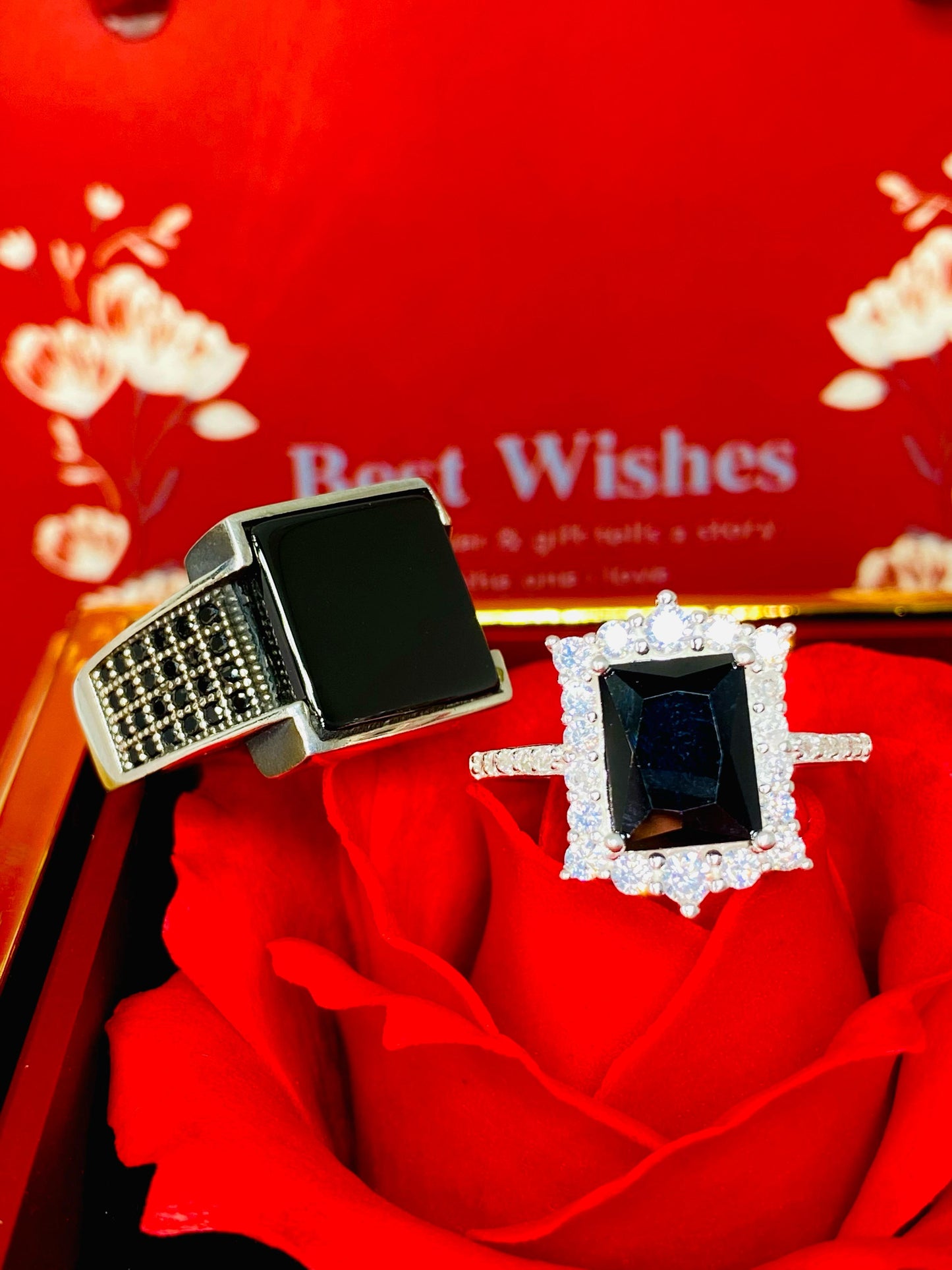 Midnight Majesty Couple Ring Set