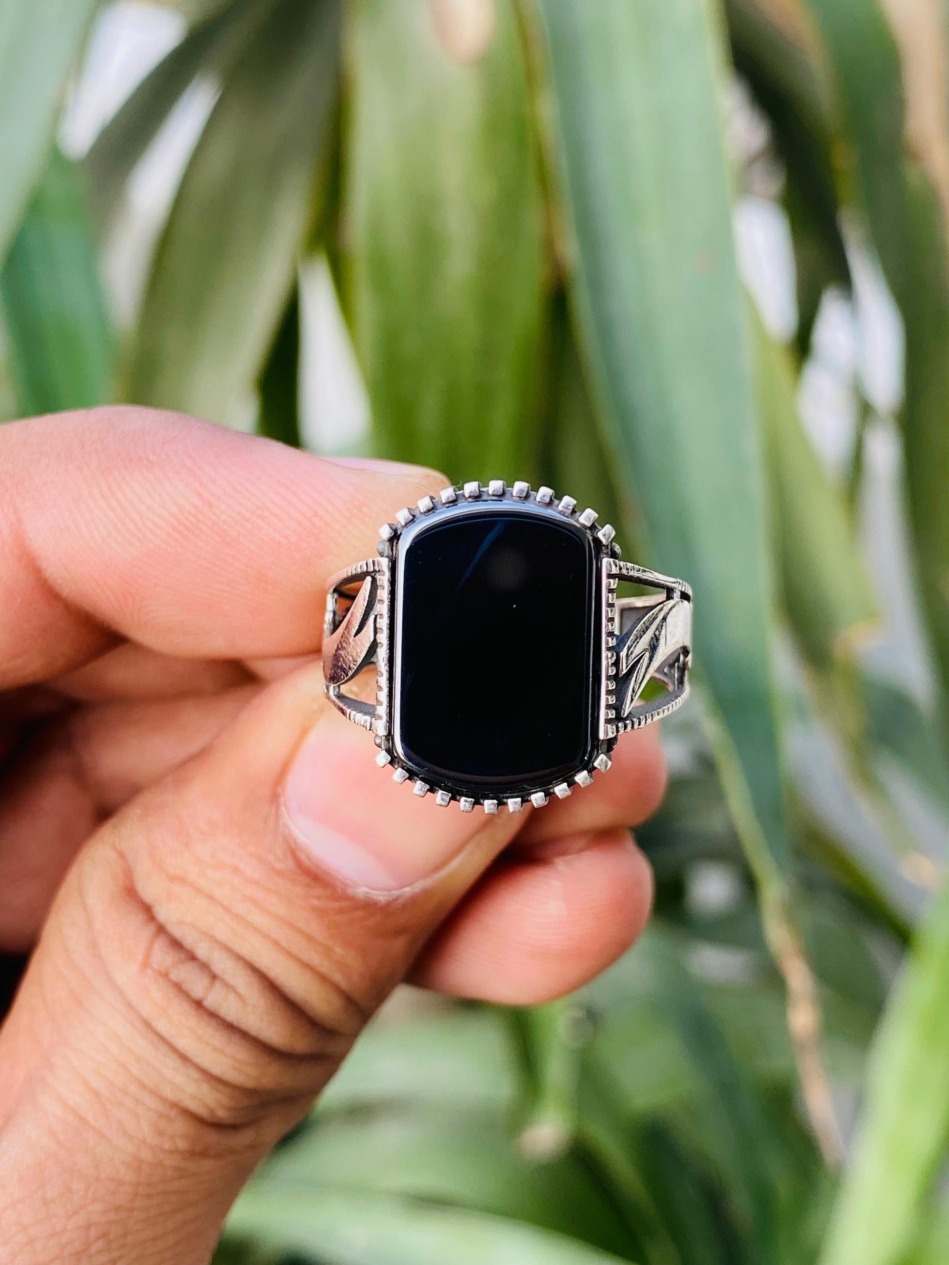 Black Stone Ring Silver Ring Designs For Mens With Price Onyx