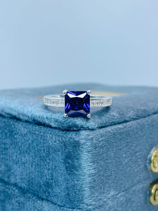 Midnight Elegance Square-Cut Ring